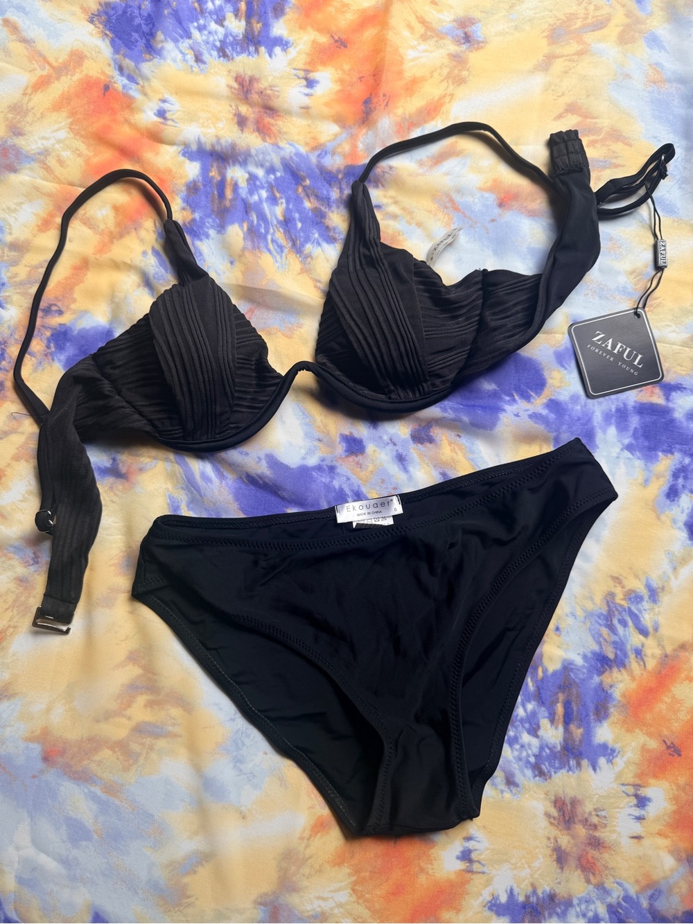 size s 🌴black ribbed underwire bikini set🌴